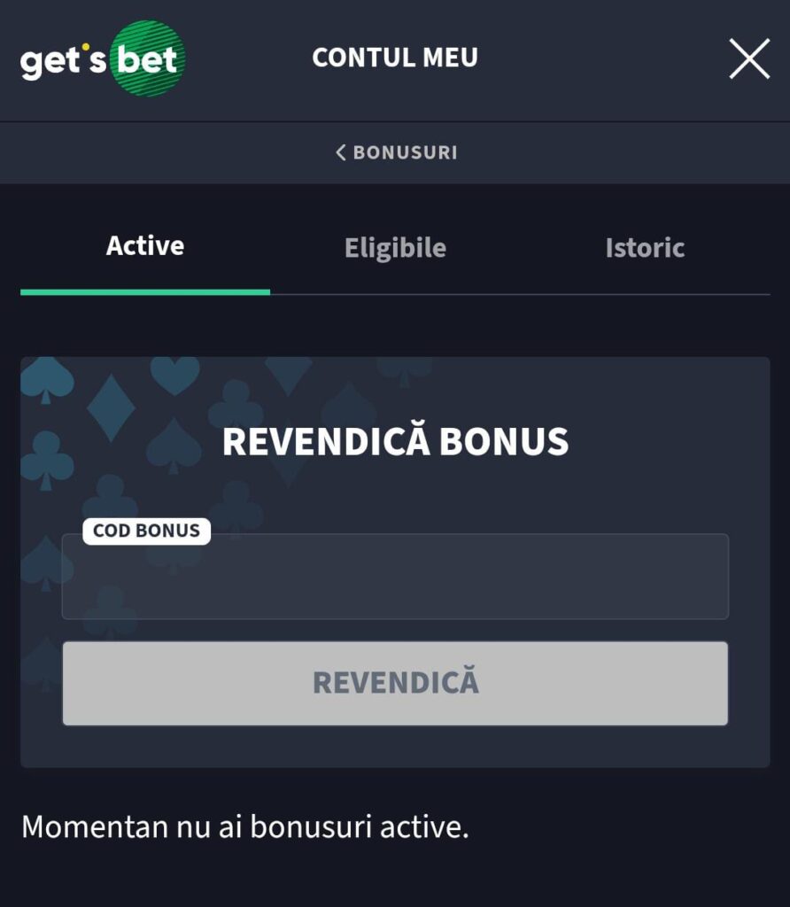 gets bet cod bonus inregistrare