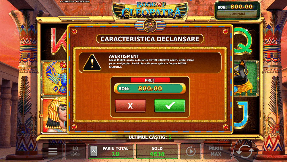 functia cumparare bonus book of cleopatra