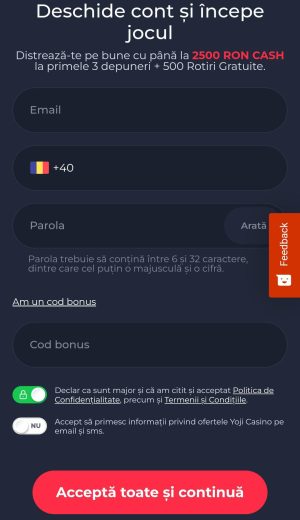 yoji cod bonus înregistrare